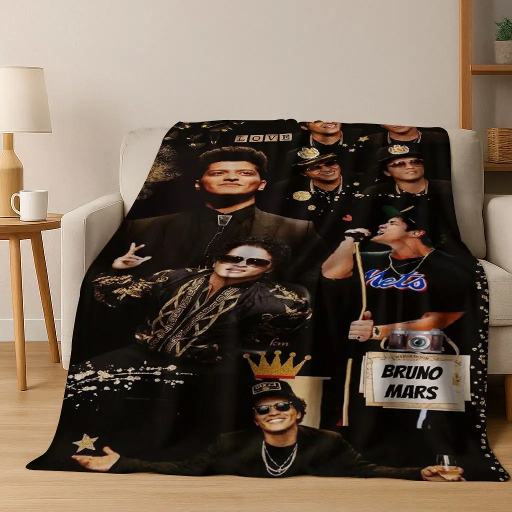 3D Bruno Mars Superstar Art Flannel Blanket,Cozy Soft Throw Blanket for Home Bedroom Bed Sofa Picnic Office Cover Gift Kid