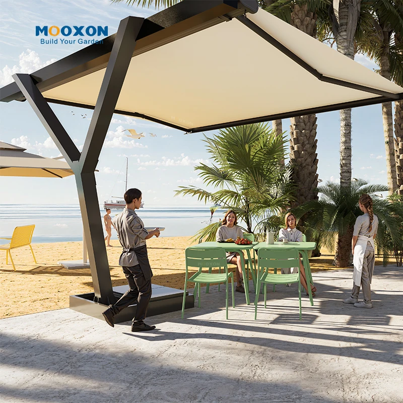 

Retractable Awning Outdoor Carbon Steel Motorized Waterproof Roof Pavilion Shade for Poolside Lounge and Terrace