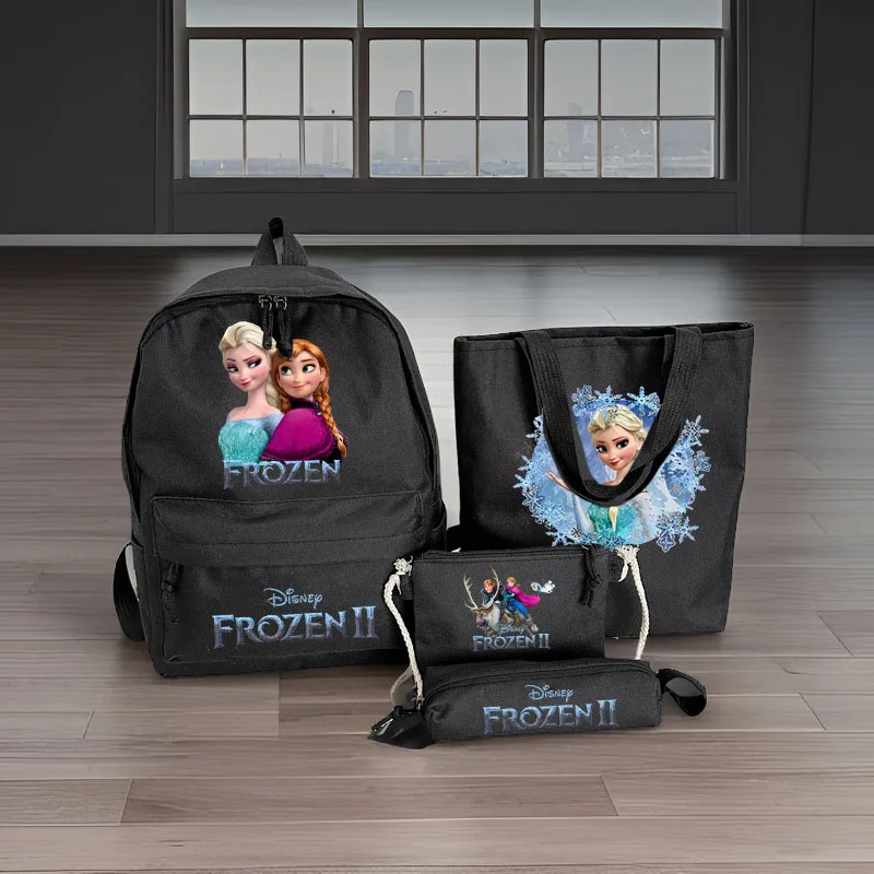 

Frozen Elsa Anna 4 Pcs/Set Large Capacaity School Bag Backpack Comestic Shopping Bag Pencil Case Travel Frozen Elsa Backpacks