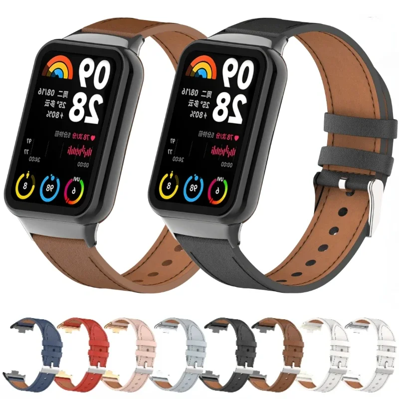 Leather Strap for Xiaomi Mi Band 8 9 Pro Smartwatch Bracelet Watchband Accessory for Redmi Watch 4 Replacement Wristband