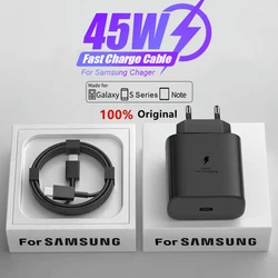 Samsung Original 45W Cargador Rápido Para Samsung Galaxy S22 S23 S24 Ultra S21 S20 FE S10 Nota 20 Plus A71 A80 Tipo C Cable de Carga Rápida