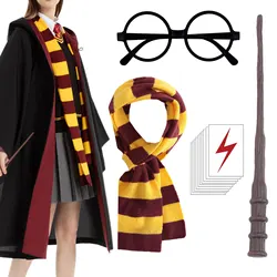 13 Pcs Wizard Costume Accessories Set for Kids Harry Fancy Dress Magic Wand Scarf Glasses Tattoo Sticker Cosplay World Book Day