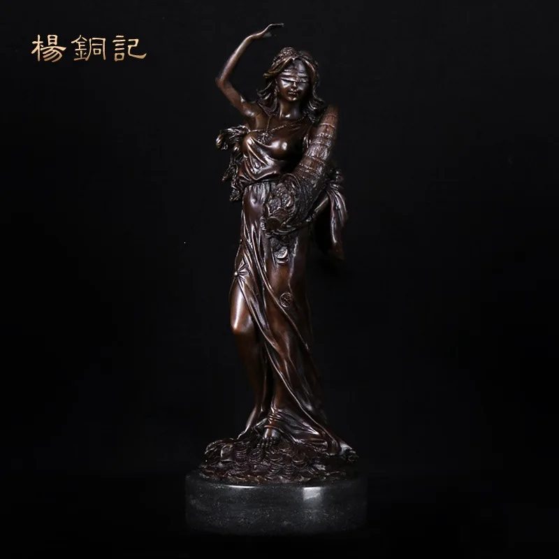 Copper American and European style Money Goddess figurine, home decor for living room, TV cabinet, or bar