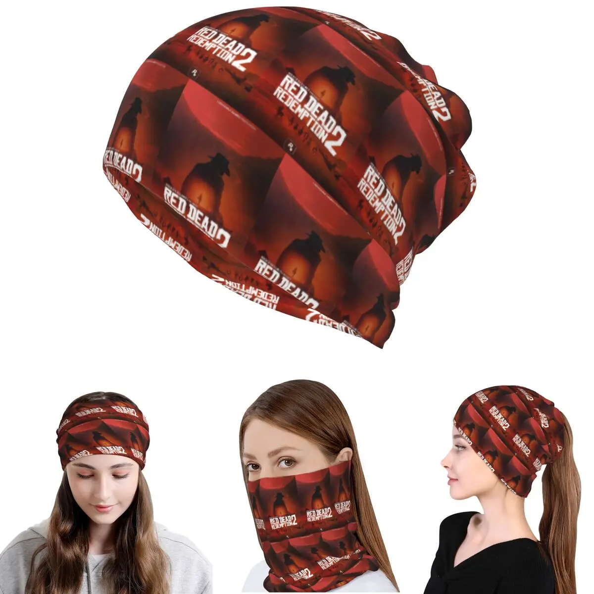 Red Dead Redemption Bandana Neck Gaiter Wrap Scarf Multi-use Headband Beanies Hat Unisex Adult Breathable