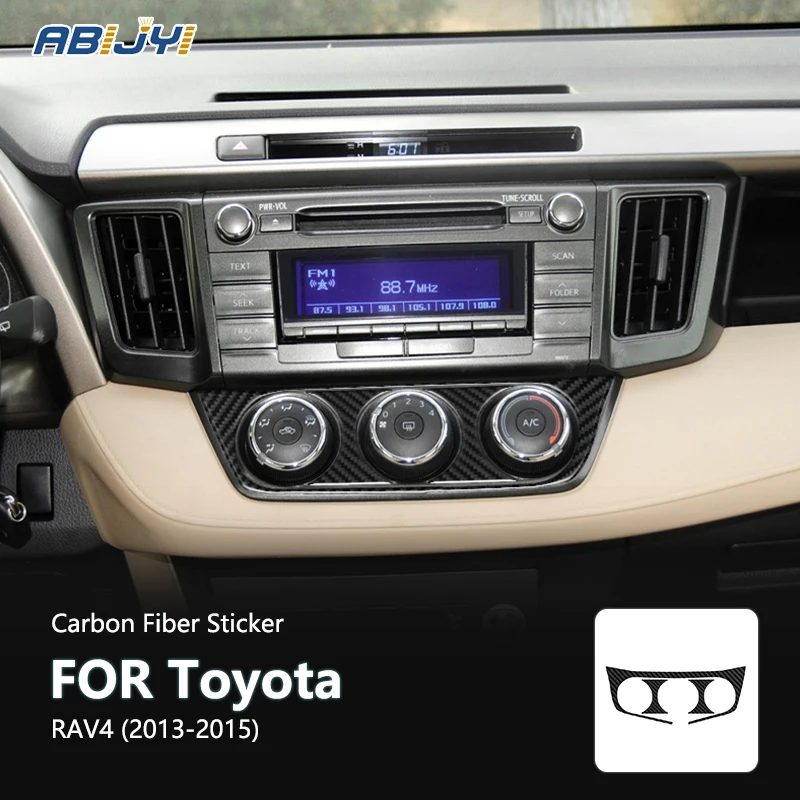 

For Toyota RAV4 2013 2014 2015 New Carbon Fiber Interior Air Conditioning Button Bezel Decoration Sticker Decal Car Accessories