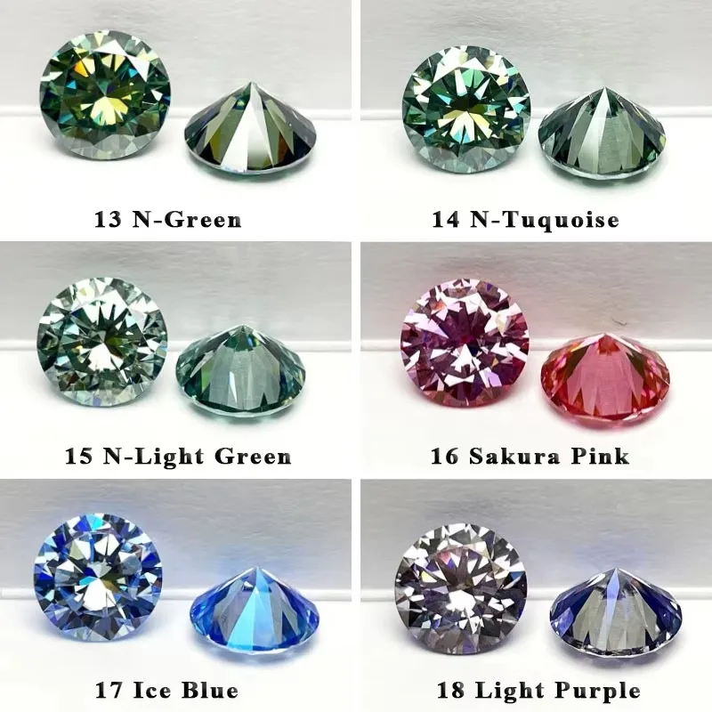 Moissanite Stone Round Cut Rainbow Purple Color DIY Charms Jewelry Making Ring Necklace Earrings Main Materials Certificate