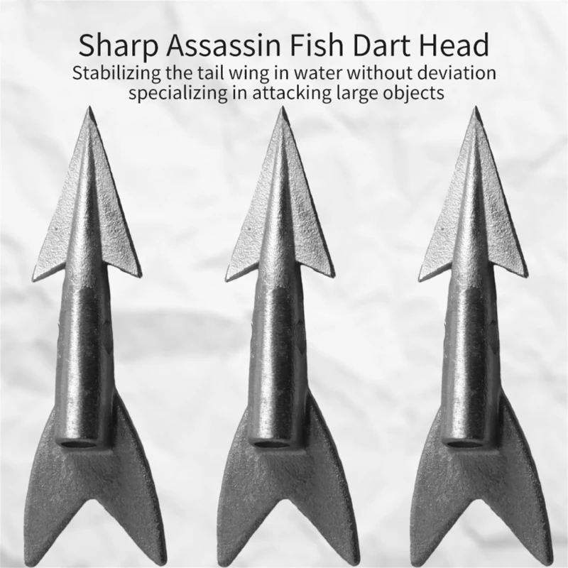 Fishing Harpoons Tip Rigged Darts Head Stainless Steel Harpoons Darts Fish Fork Fishing Tackle for Hunting Fish Enduring