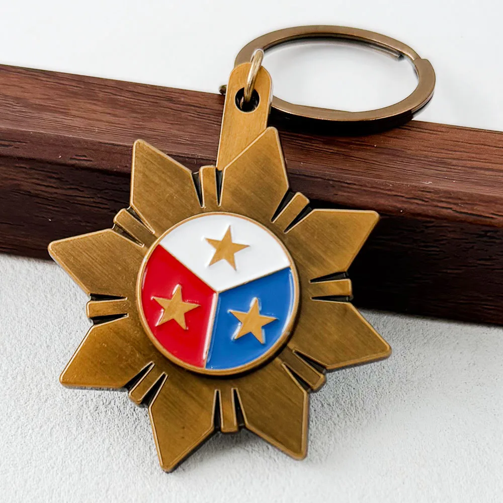 

Philippines Sun Flag Enamel Keychain Philippine Mythology Key Ring National Pride Metal Pendant Patriotic Gift Holiday Accessori