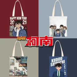 Detective Conan Handheld Canvas Bag Fashion Students Large Capacity Shoulder Bag Cartoon Shopping Environmental Protection Bag