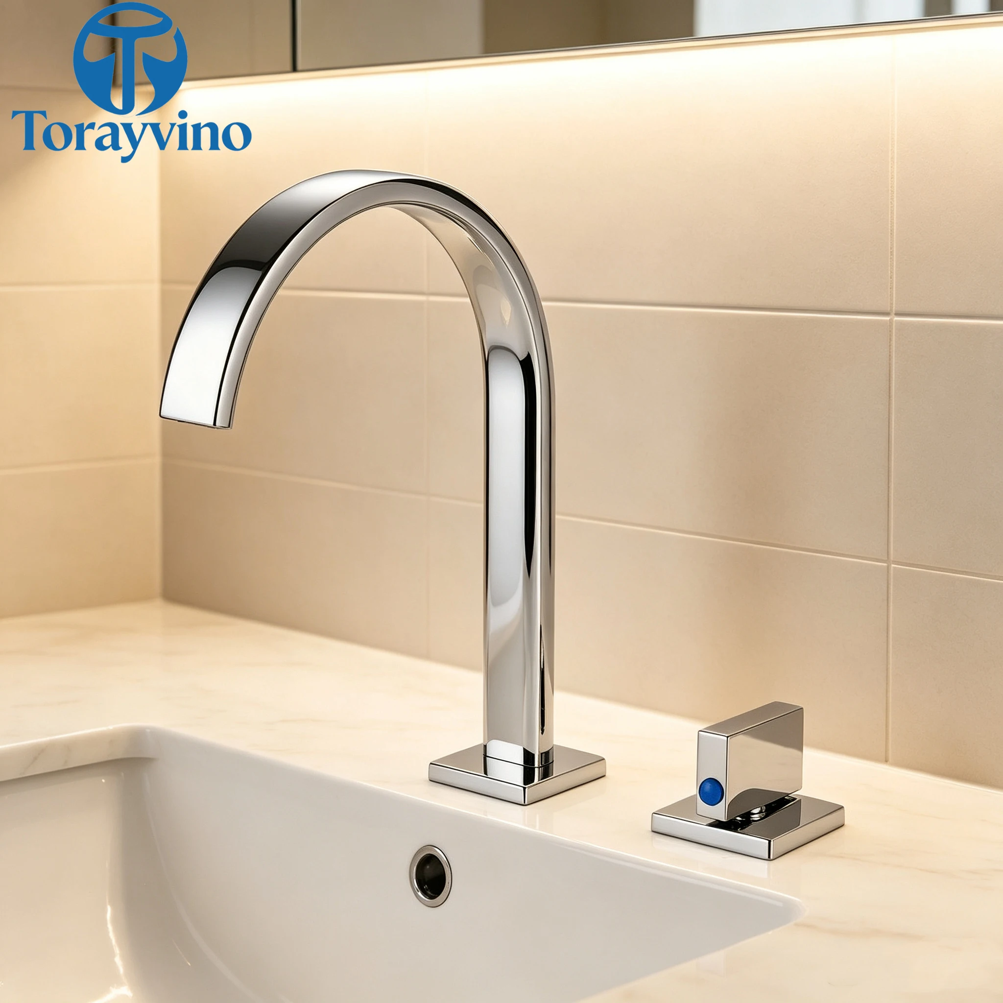 Torayvino Bathroom Gold Sink Faucet Deck Mount Bathtub Faucet Basin Shower Systerm Faucet Set Bath Hot and Cold Water Mixer Tap
