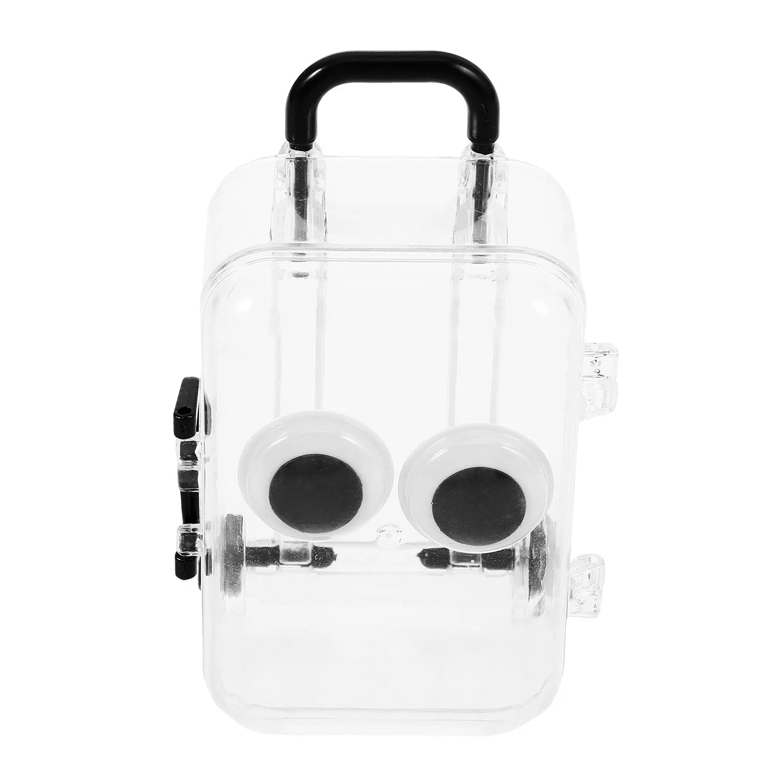 Compact Transparent Suitcase Shaped Jewelry Case with Expandable Wheels Removable Jewelry Tray Plastic Mini Organizer for Rings