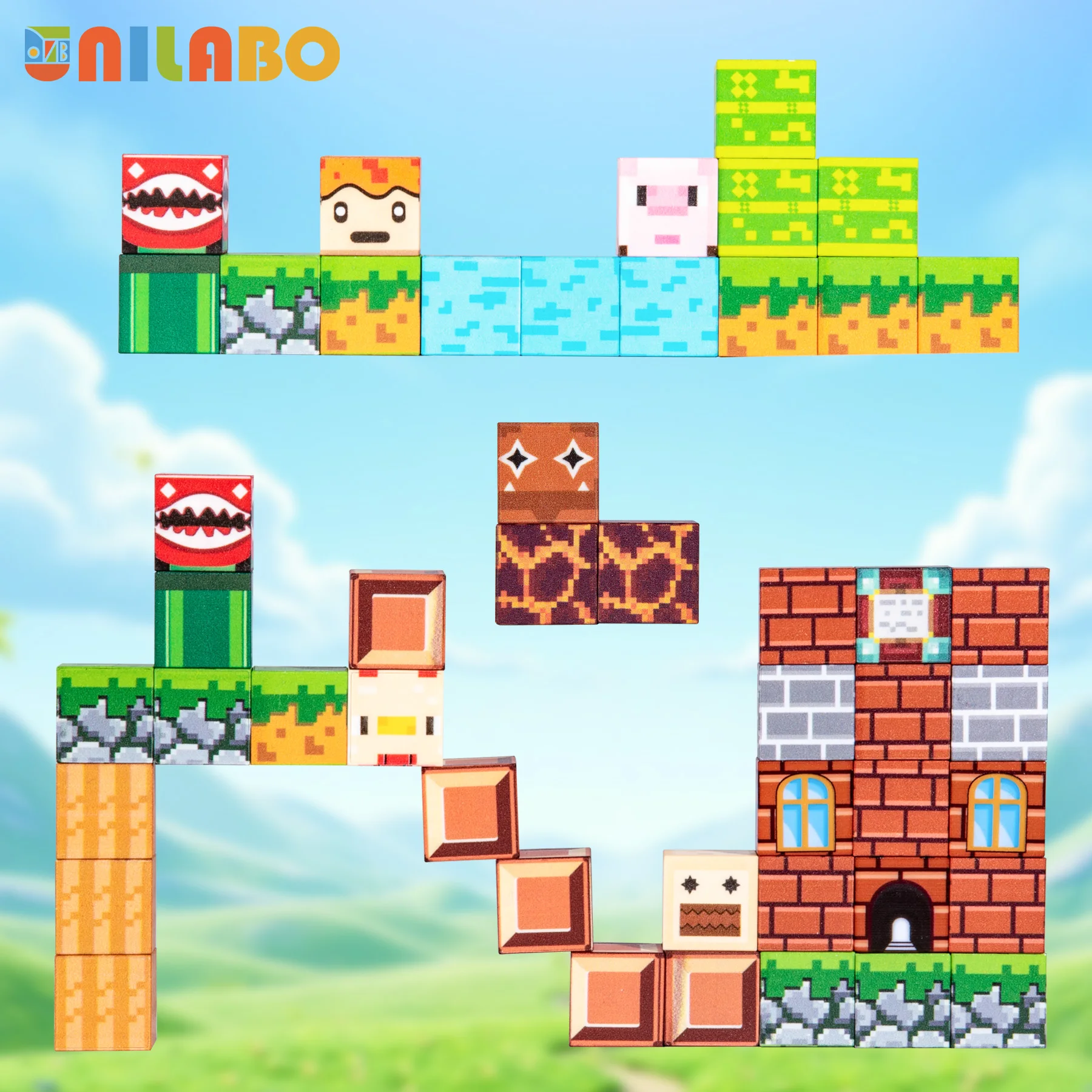 Unilabo 137 قطعة مكعبات بناء مغناطيسية مضيئة، ألعاب لعبة الجذعية المحدثة Super Bro 2025، هدايا عيد الميلاد للأطفال 3+