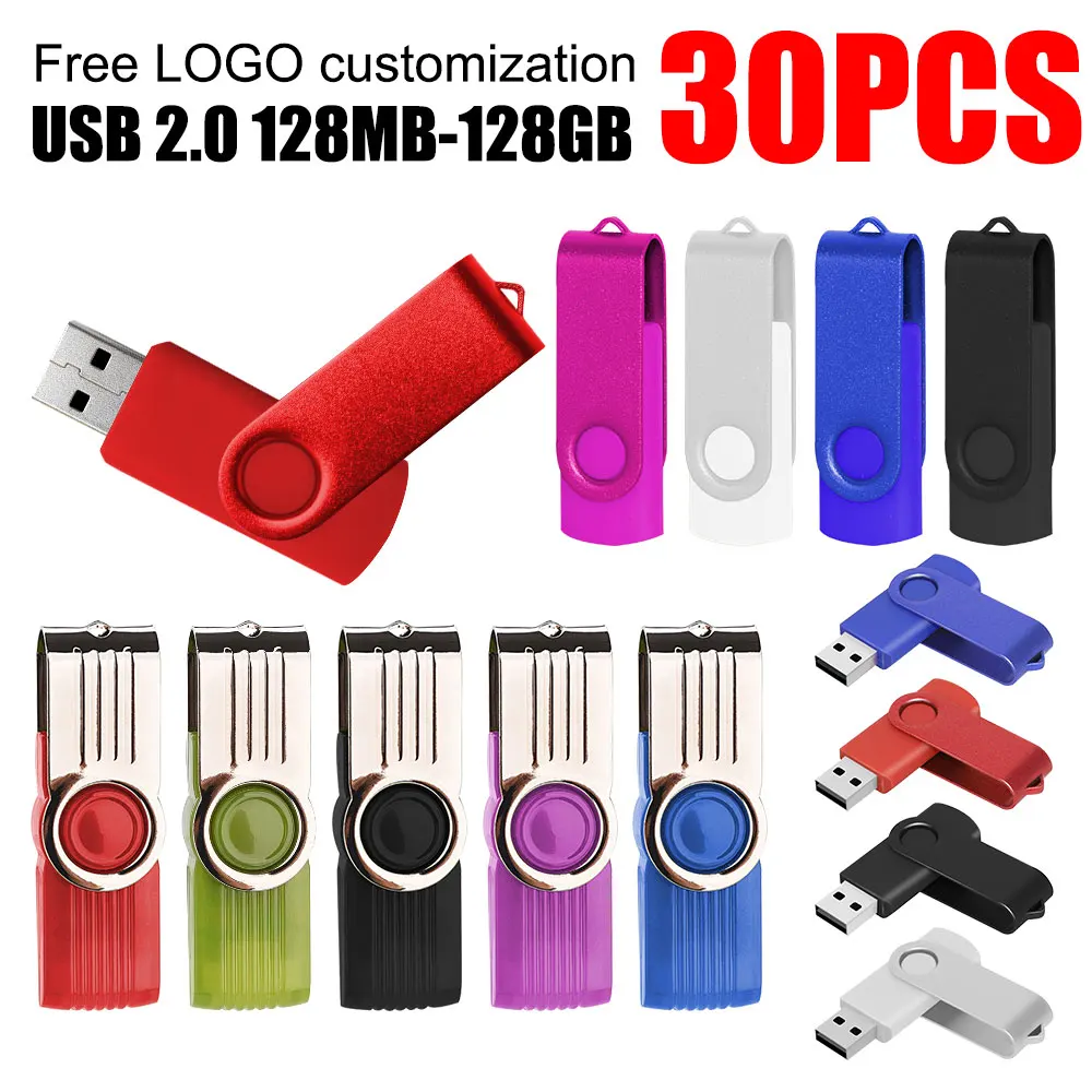 

30 шт./лот, металлические USB-флешки 32 ГБ, 4 ГБ, 16 ГБ, 64 ГБ, 128 ГБ, 512 МБ, USB 2.0, подарок, бесплатная персонализация логотипа