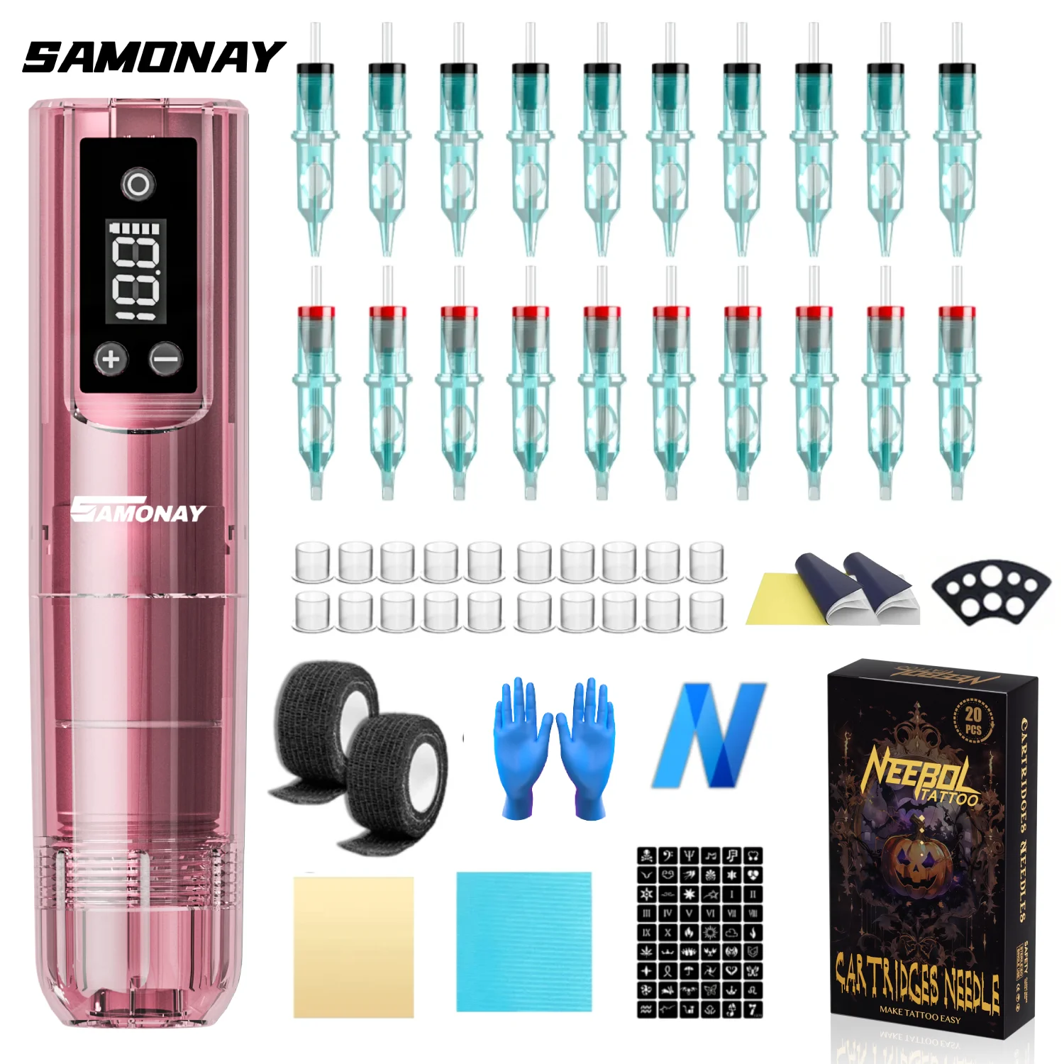 

Neebol Tattoo Kit Halloween Limited Tattoo Pen Kit For Permanent Makeup Tattoo Machine Kit Wireless Power Supply Tattoo Gun Kit