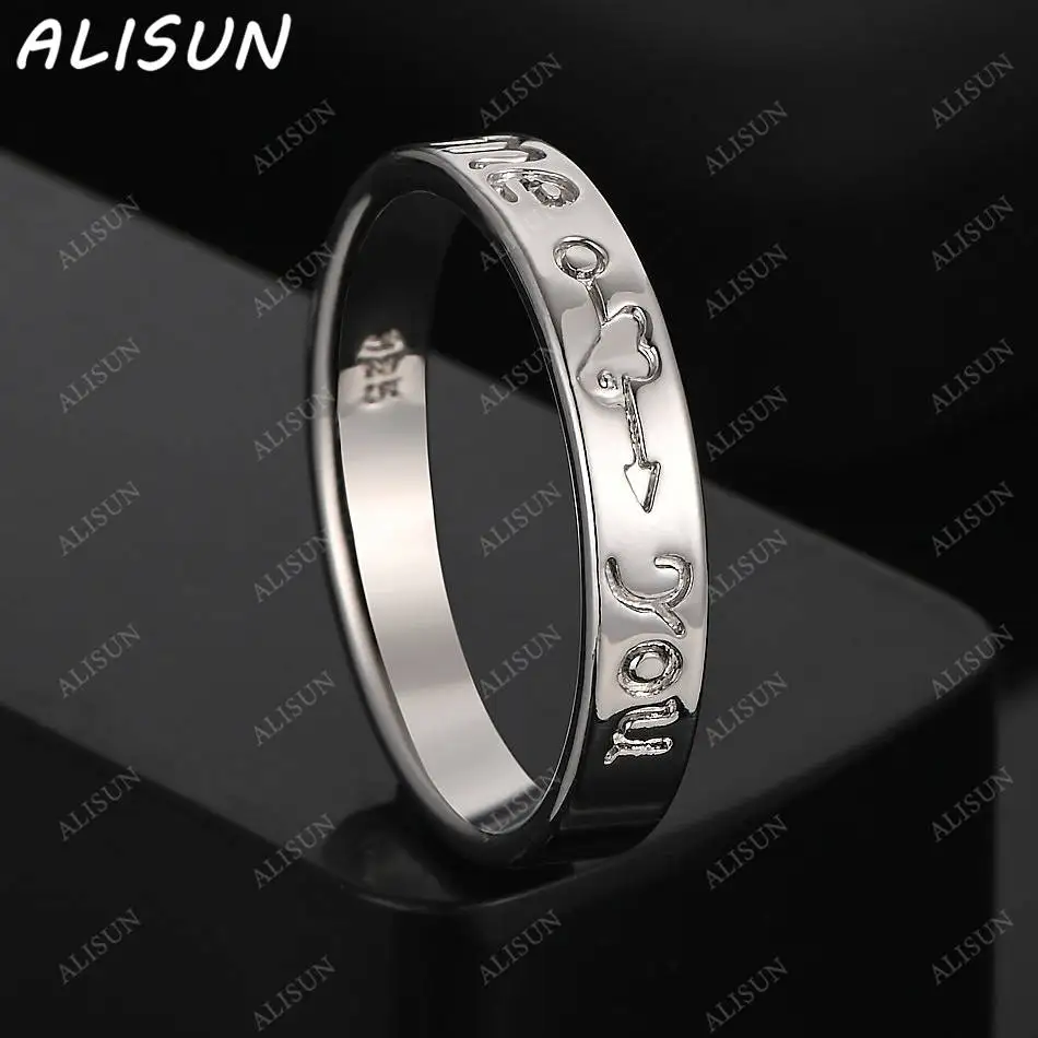 

ALISUN стерлингового серебра 925 пробы с гравировкой букв кольцо для женщин и мужчин модные ювелирные изделия Шарм Грейс благородные свадебные аксессуары
