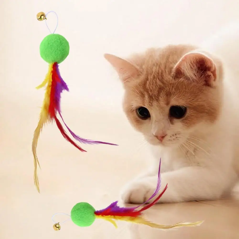 Feather Cat Fishing Toy Plush Ball Playing Toy Pet Teaser Toy Feather Replacement Accessories Cat Supplies