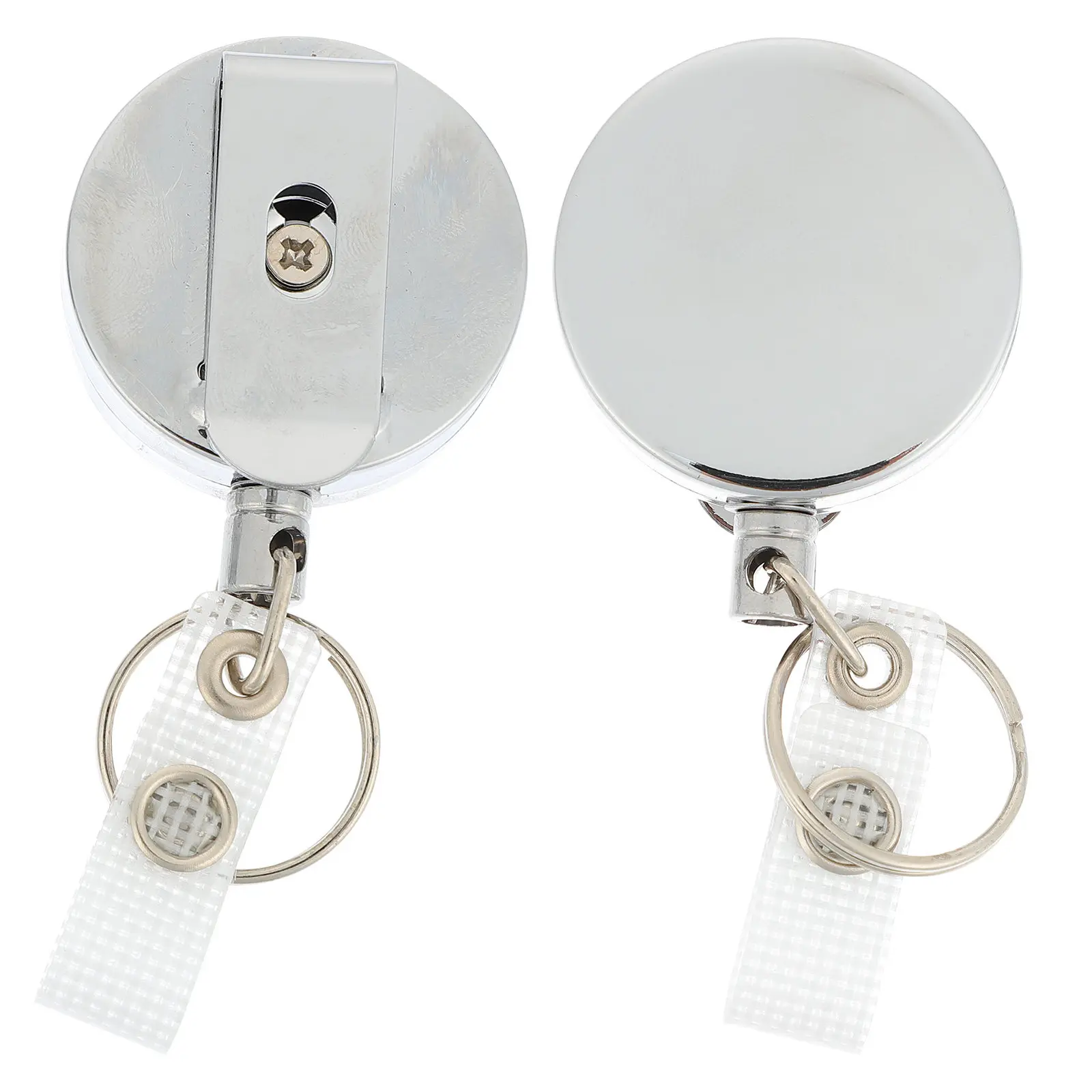 2Pcs Metal Key Ring Retractable Badge Reel Id Cards Holder Clip Strong Clip for Nurse Teacher Worker Volunteer Secure Id Badge