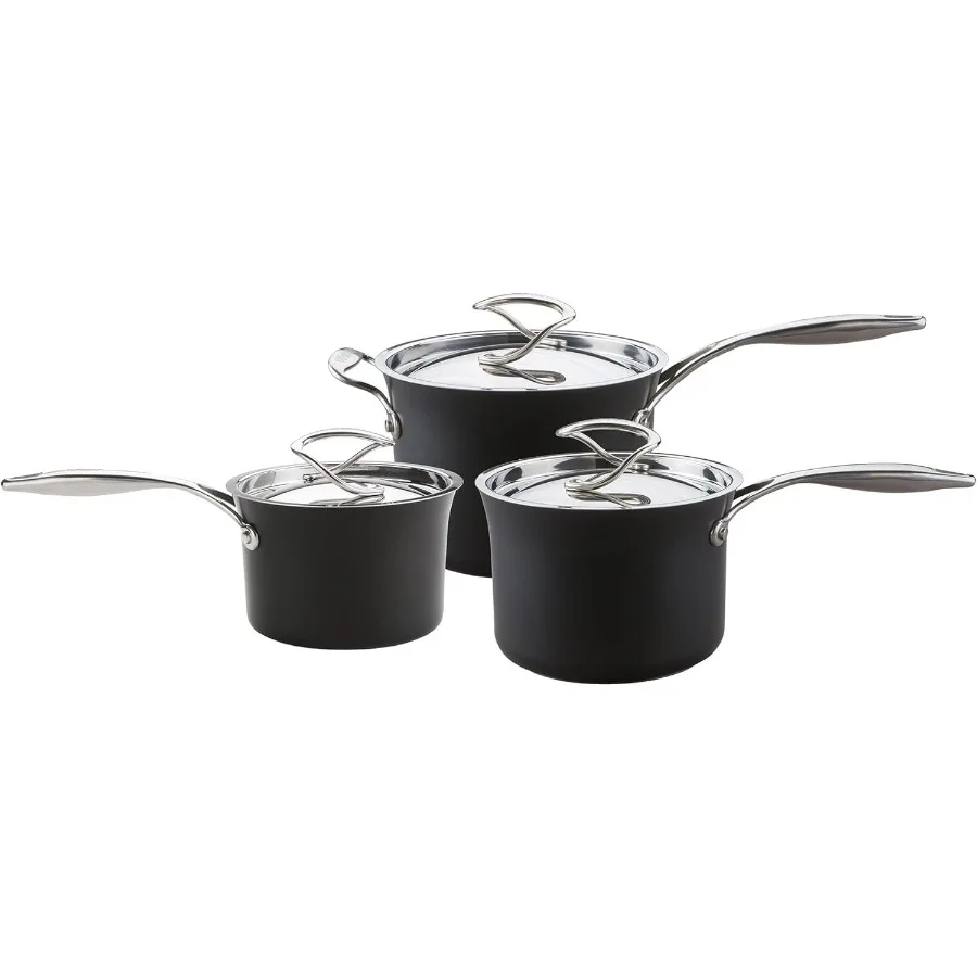 

Style Hard Anodised Saucepan Set 3pce