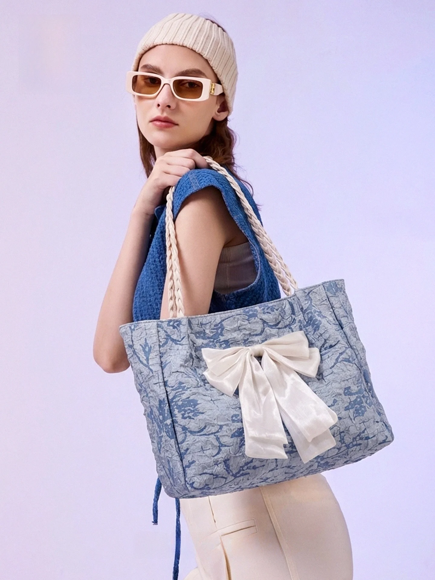 

MuziKai Women's Large Capacity Tote Bag Underarm Knot 2026 New Fashion Versatile Soft Handle Korean Style Casual Bag