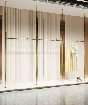 

Wall-mounted column on the clothing display rack, stainless steel special display rack for women's clothing store