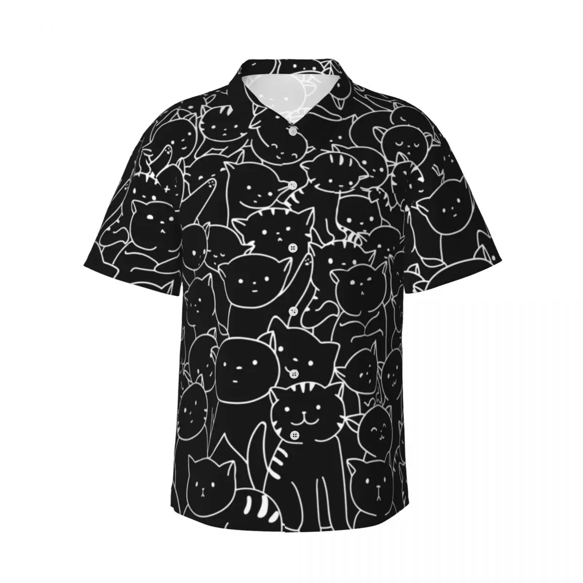 

Cat Hawaiian Shirt Men Beach Kitties Making Huge Pile Of Cats Casual Shirts Short Sleeve Harajuku Print Novelty Oversize Blouses