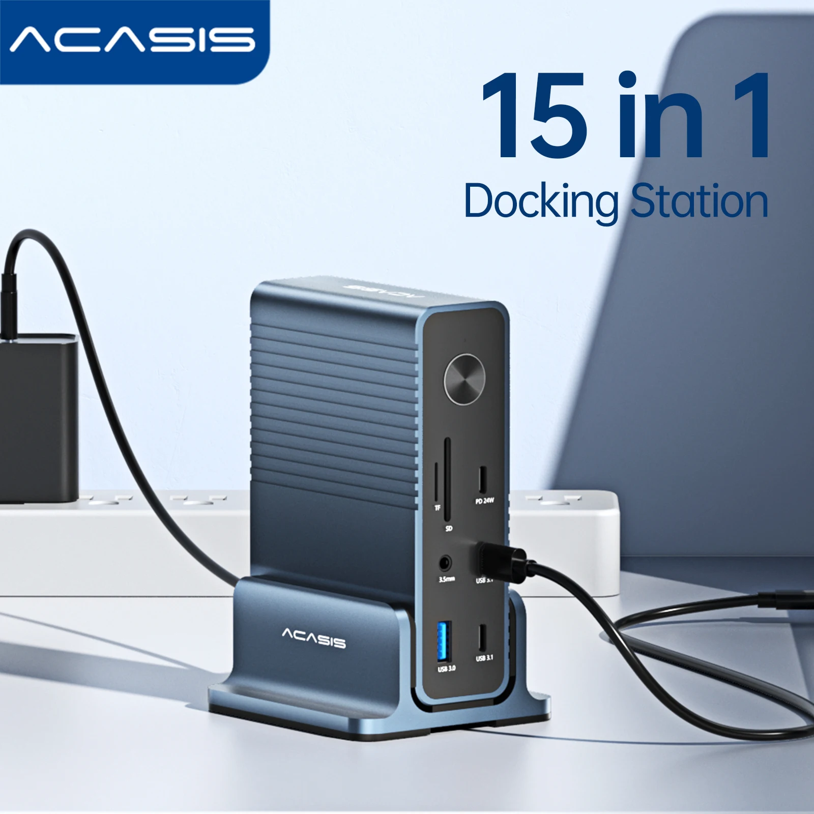 

Acasis Type-C Hub 15 in 1 Adapter Docking Station For Macbook 4K@60HZ Resolution 3 Display Extension PD100W For Laptop Extender