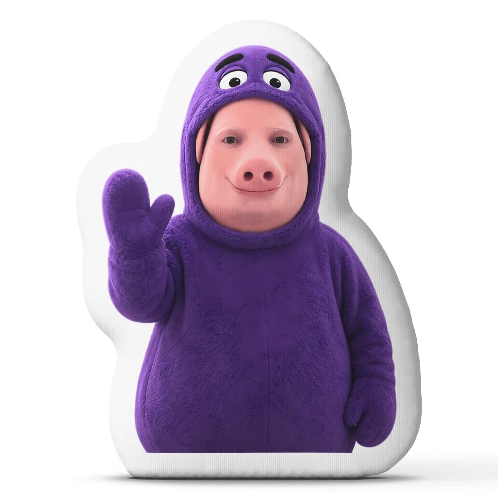 John Pork Grimace Meme Irregular Stuffed Throw Pillow Funny Character Cushion Bedroom Sofa Home Decor Gift for Meme Fans