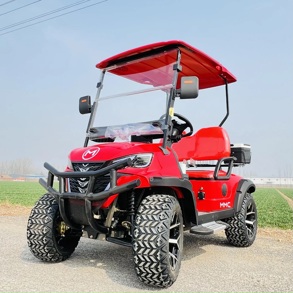 Hot selling in 2024 2 Person 72v Electric Golf Cart Off-Road Golf Cart with Lithium Battery Refrigerator and Rear Basket