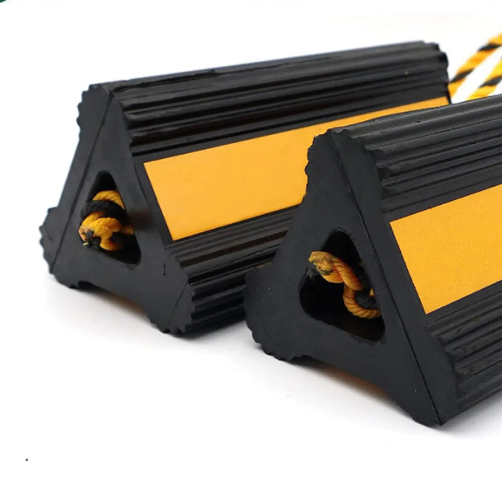 2 Pair Yellow Reflective Tape Rubber RV Leveling Blocks Tires Block Stopper Chocks RV Wheel Chock Blocks for Aircraft Car Truck