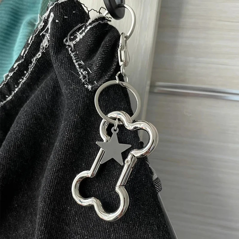 

Cute Punk Cool Bone Keychain Korean Bow Fashion Y2k Star Bag Pendant Mountaineering Waist Buckle Accessorys Goth Jewelry