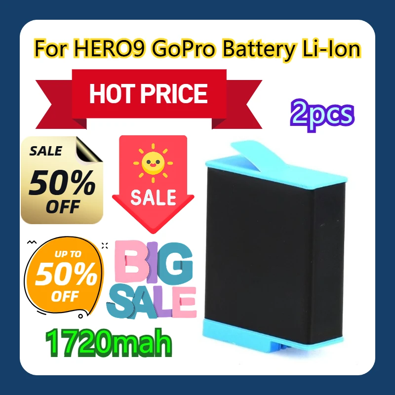 

For HERO9 GoPro Battery Li-Ion 1720 MAh 2pcs