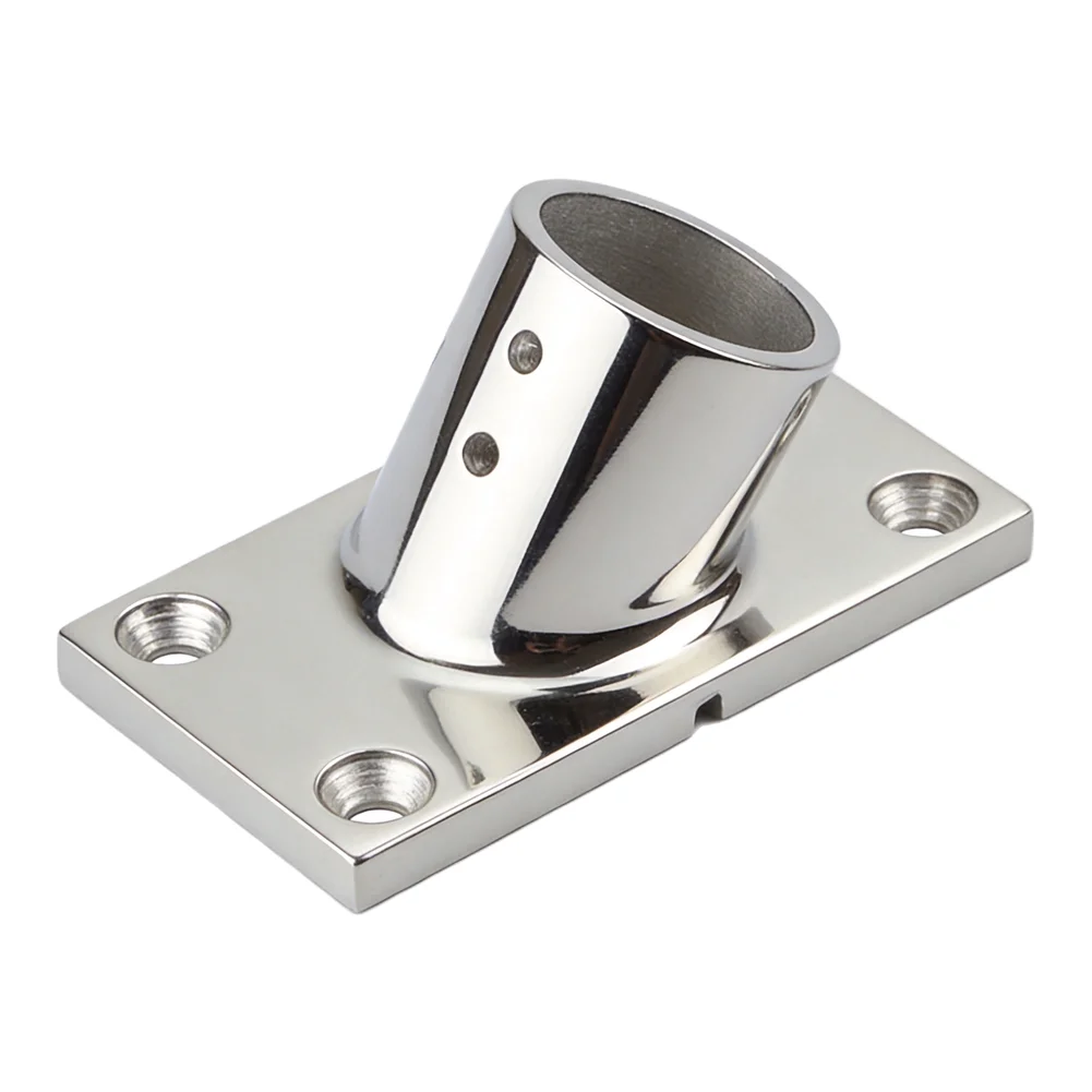 Boat Hand Rail Rectangular Mounting Base in 316 Stainless Steel for 22 mm and 25 mm Rail Pipe Marine Installations