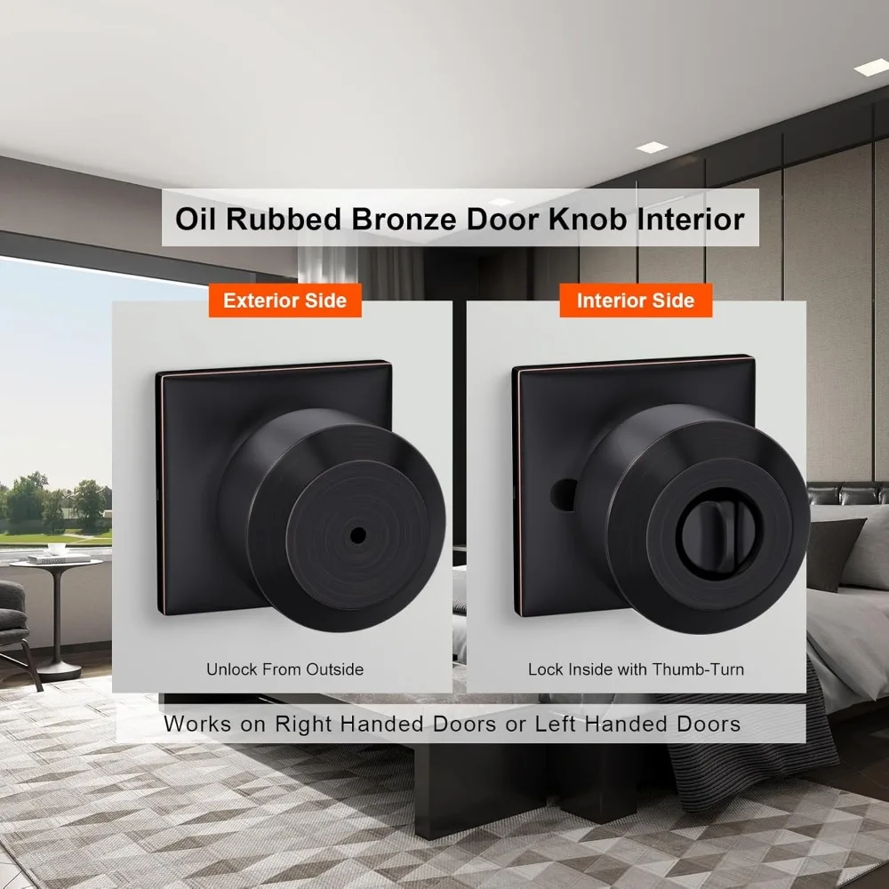 Zestaw 8 klamek do drzwi z wykończeniem w kolorze brązu olejowanego, klamki wewnętrzne z zamkiem zatrzaskowym do sypialni i łazienek, trwałe elementy wyposażenia z brązu.