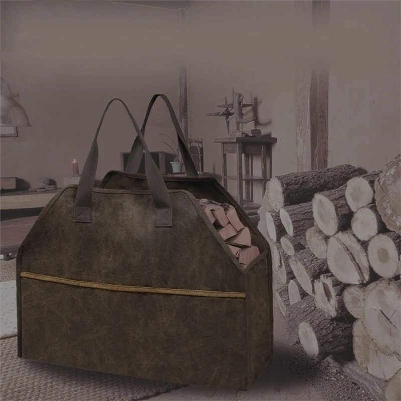 Log Storage Holder for Carrier Canvas Firewood Bag Durable Tote Outdoor Portable Fireplace Stove 203C
