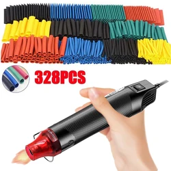 328pcs Heat Shrink Tube 2:1 Shrinkable Wire Shrinking Wrap Tubing Wire Connect Cover Protection with 300W Hot Air Gun