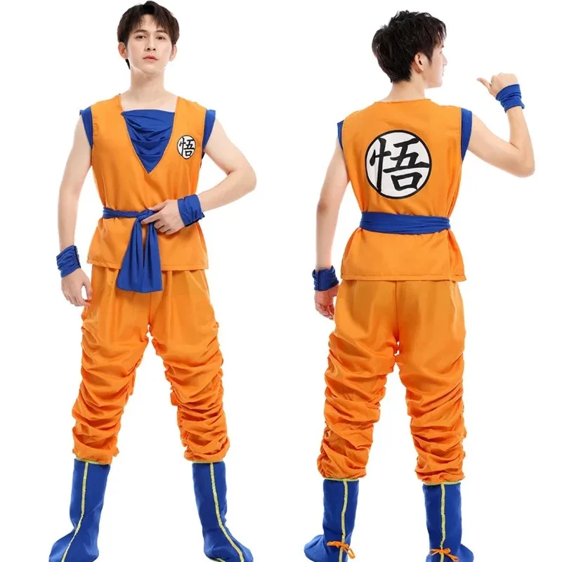 ♥ 2026 New Anime Adult Son Goku Cosplay Costume For Men Orange Suit Halloween Super Saiyan Superheroes Krillin Jumps ★ Look at m view 4