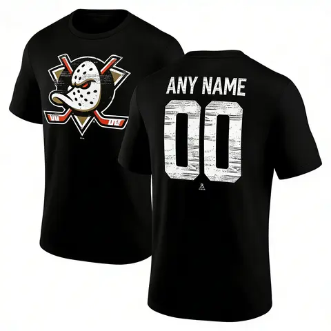 Camiseta masculina de algodão primavera/verão 2026 com padrão de patos oscuros, estilo casual de rua, adequada para homens e mulheres