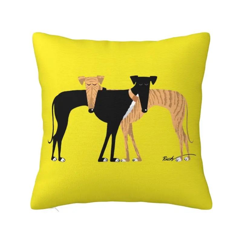 Greyhound Dog Pillow for Living Room Head Rest Brindle Hound Luxury Cushion Cover Car Pillowcase