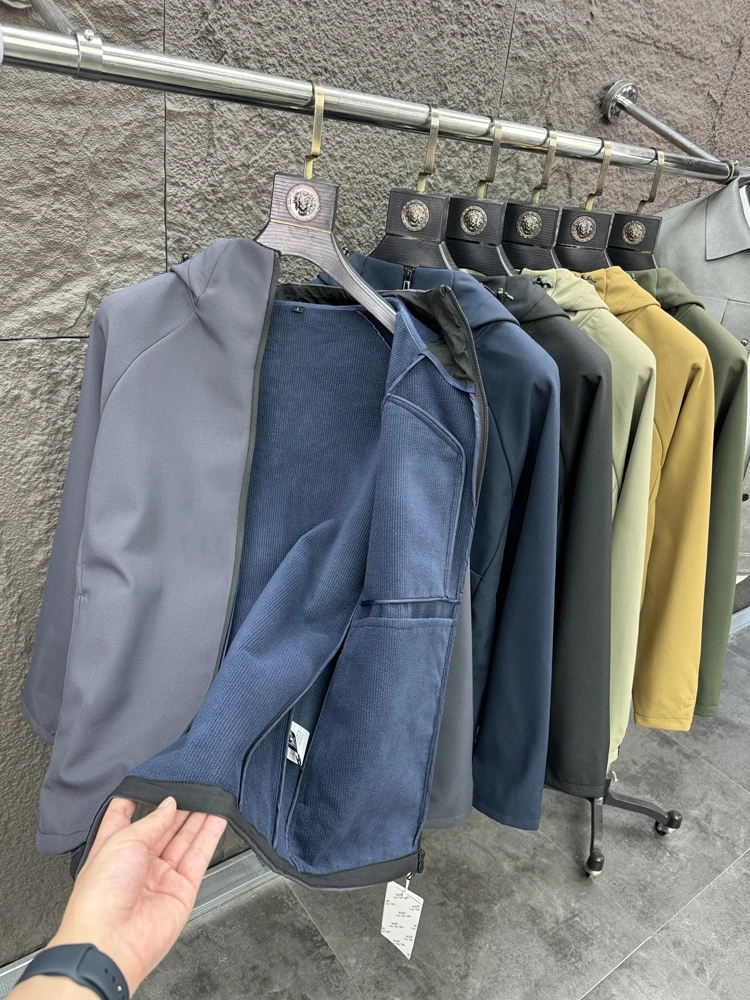 

Svip Xian 3300 Men's Outdoor Casual Fce Lined Hooded Jaet Waterproof Autumn Winter Faionable Coat Stand Fit Long Sl...