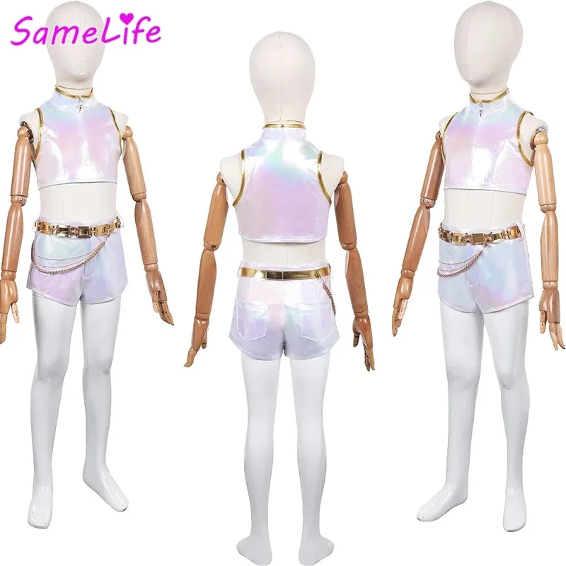 Huntrix Rumi, косплей, фэнтезийные сценические серебряные костюмы для девочек, ткань 2025 года, костюм охотника на демонов, маскировка, детская одежда для детей от 6 до 14 лет