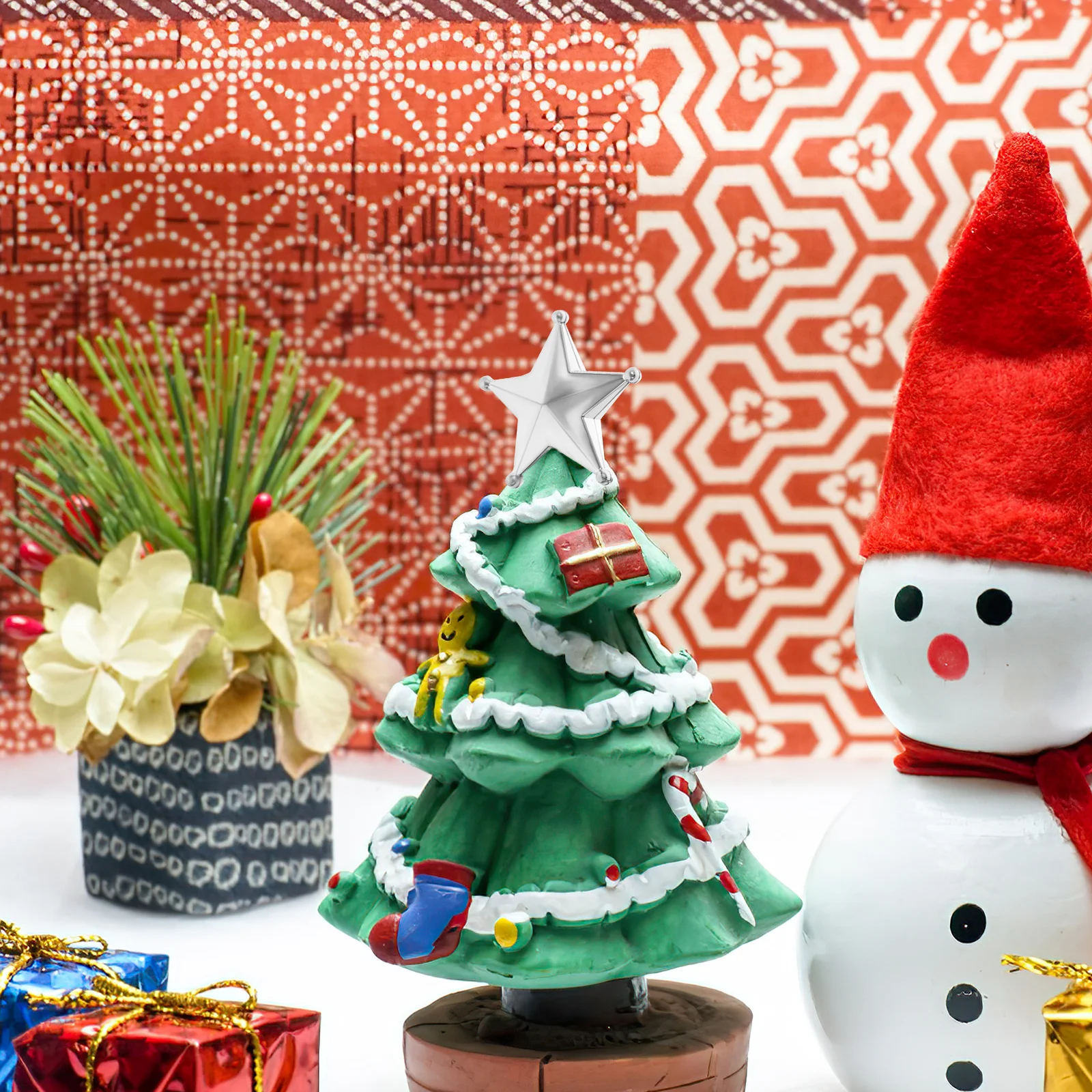 

50Pcs Christmas Tree Top Star Ornaments Small Hanging Decorations for Xmas Party Rustic Farmhouse Style Star Ornament