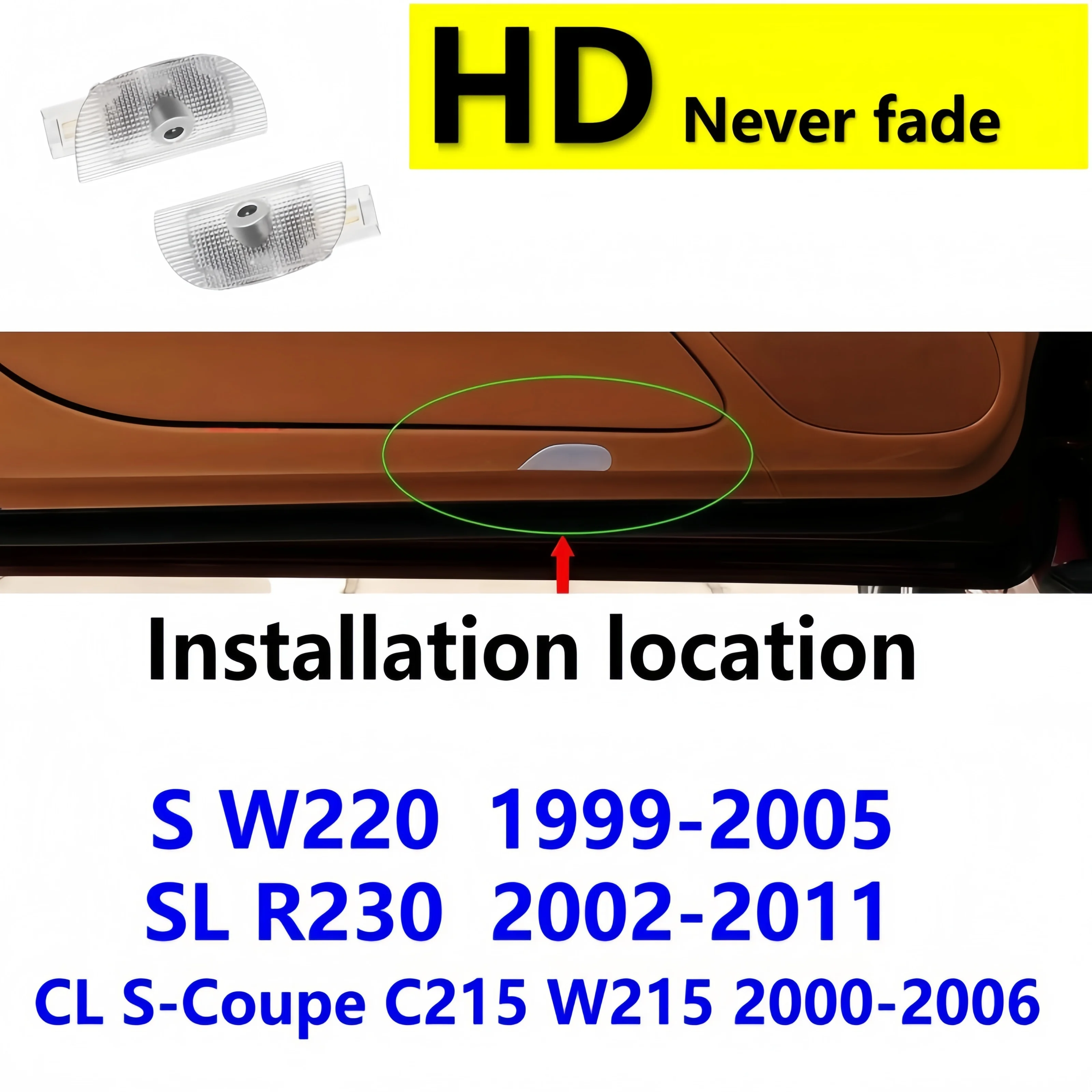 Image of HD 2X Für Mercedes Benz S-Klasse W220 1995-2005 Coupé C215 SL R230 2011 CL W215 LED Auto-Türprojektor Willkommenslicht Zubehör
