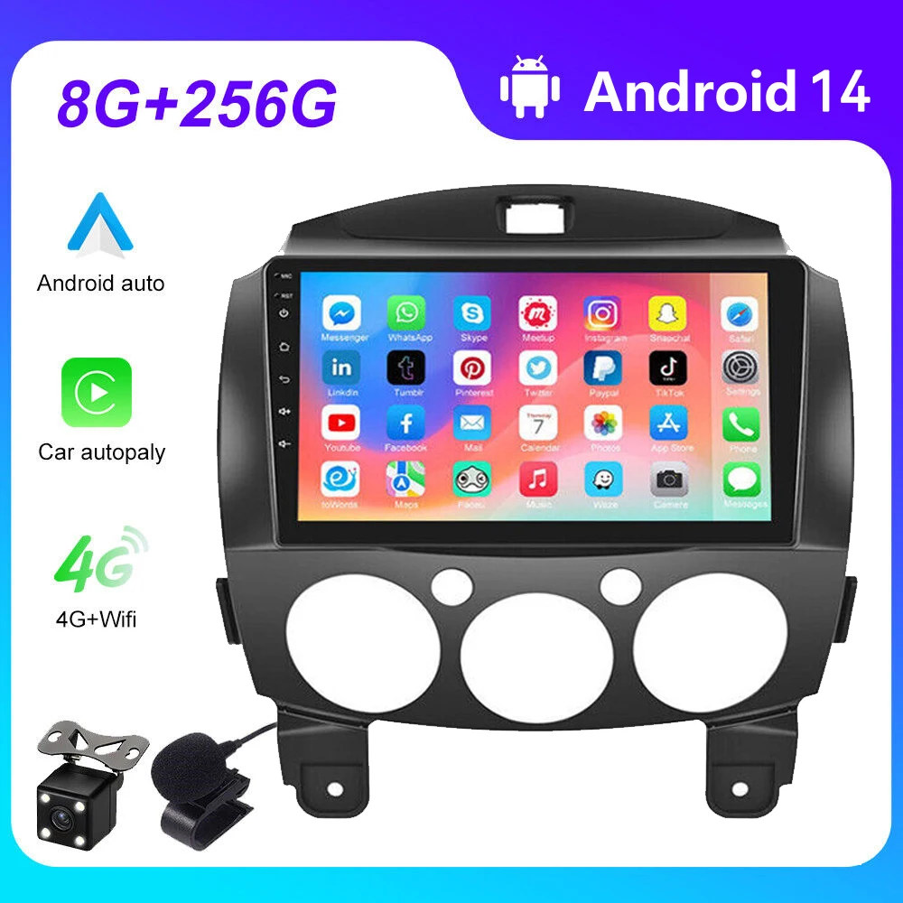 

Android 14 radio Multimedia Player For MAZDA 2 Mazda2 2007 2008 2009 2010 2011 - 2014 Car Radio GPS Navi 2din 2 din Autoradio