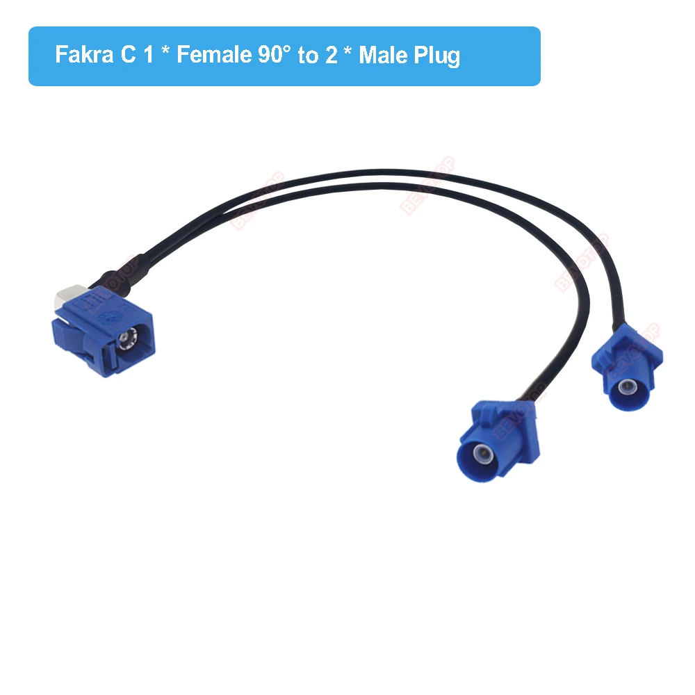 

1PCS Y Type Fakra C Splitter Cable 1x Female Right Angle to 2x Male Plug 1 to 2 GPS Antenna Extension Cord RF Coaxial Cable