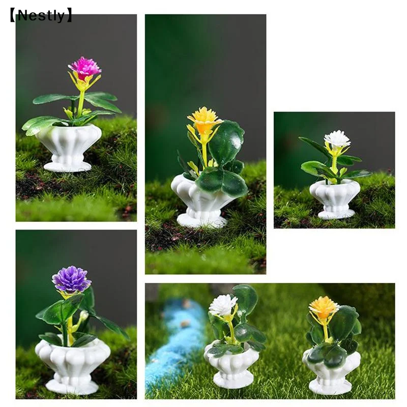 4pcs Miniature Bonsai Plant Model Realistic Potted Plants For Dollhouse Decoration Micro Landscape Props For Mini House〔Nest〕