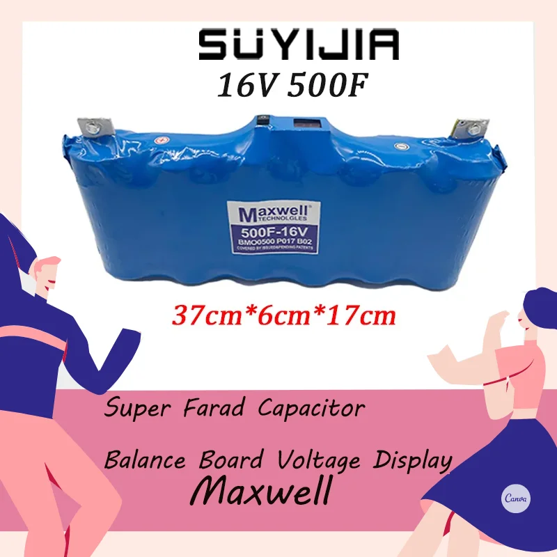 New Original High Quality Maxwell Super Farad Capacitor 16V 500F for 2.7V Car Rectifier with Balance Board Voltage Display Audio