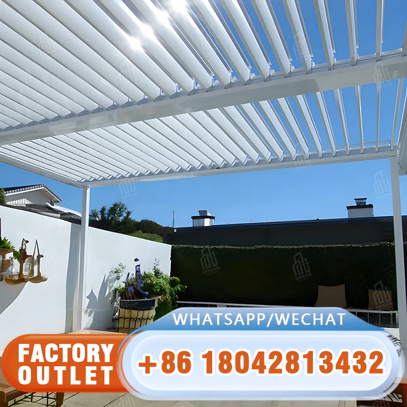 Easily assembled Outdoor Aluminum bioclimatic pergola Pavilion gazebo garden 3x3 4x4 waterproof louvered pergola aluminum