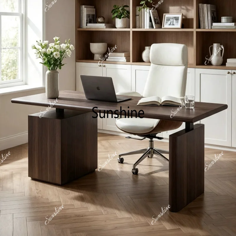 Electric lifting solid wood desk Chinese antique learning computer desk