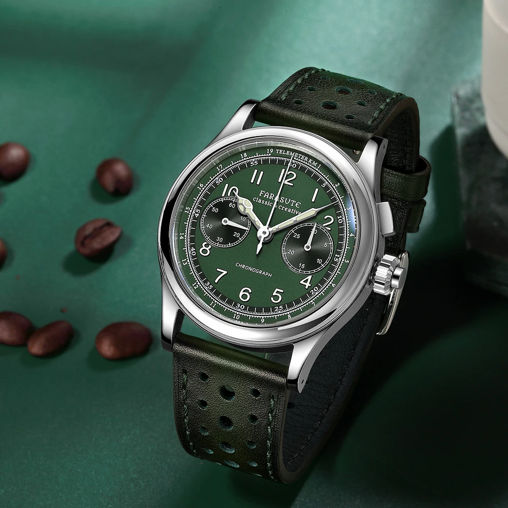 

Новые швейцарские часы FARASUTE Super Luminous для мужчин, механический хронограф с ручным заводом Seagull ST19, наручные часы Montres pour hommes