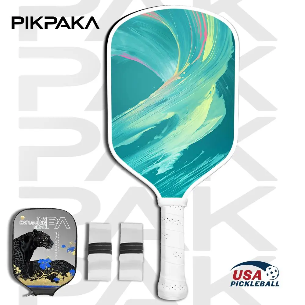 

Fashionable wave Pickleball Paddle Set USAPA Approved T700 Carbon Fiber Unibody Thermoformed with 16MM Honeycomb Core Power&Spin